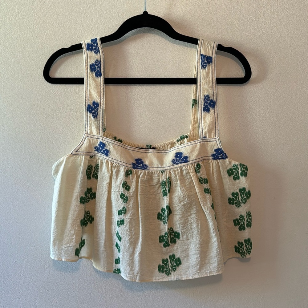 Zara: cropped embroidered tank